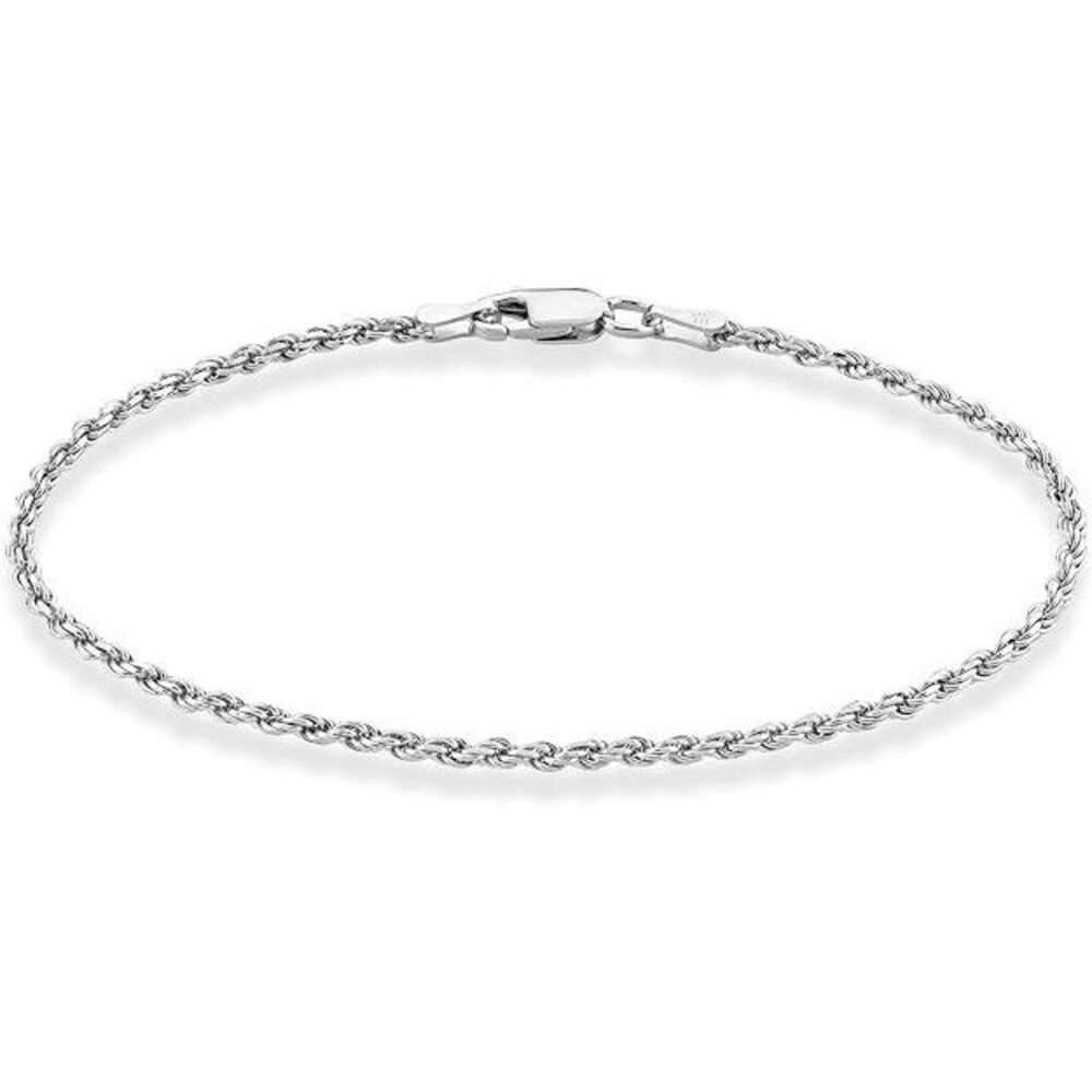 925 Sterling Silver Italian 2mm / Rope Anklet / 9 inches